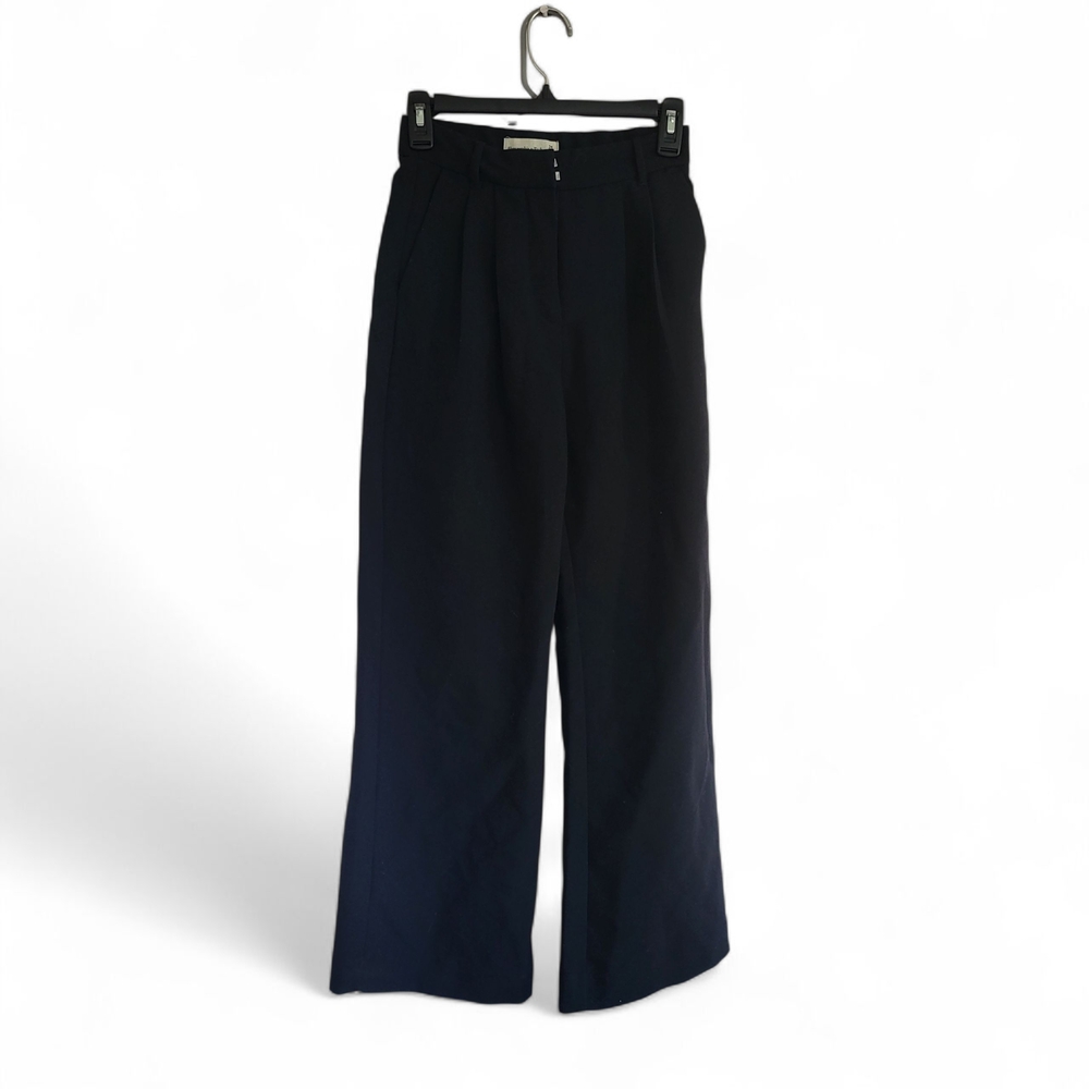 Abercrombie & Fitch Black Pleated Wide-Leg Trousers